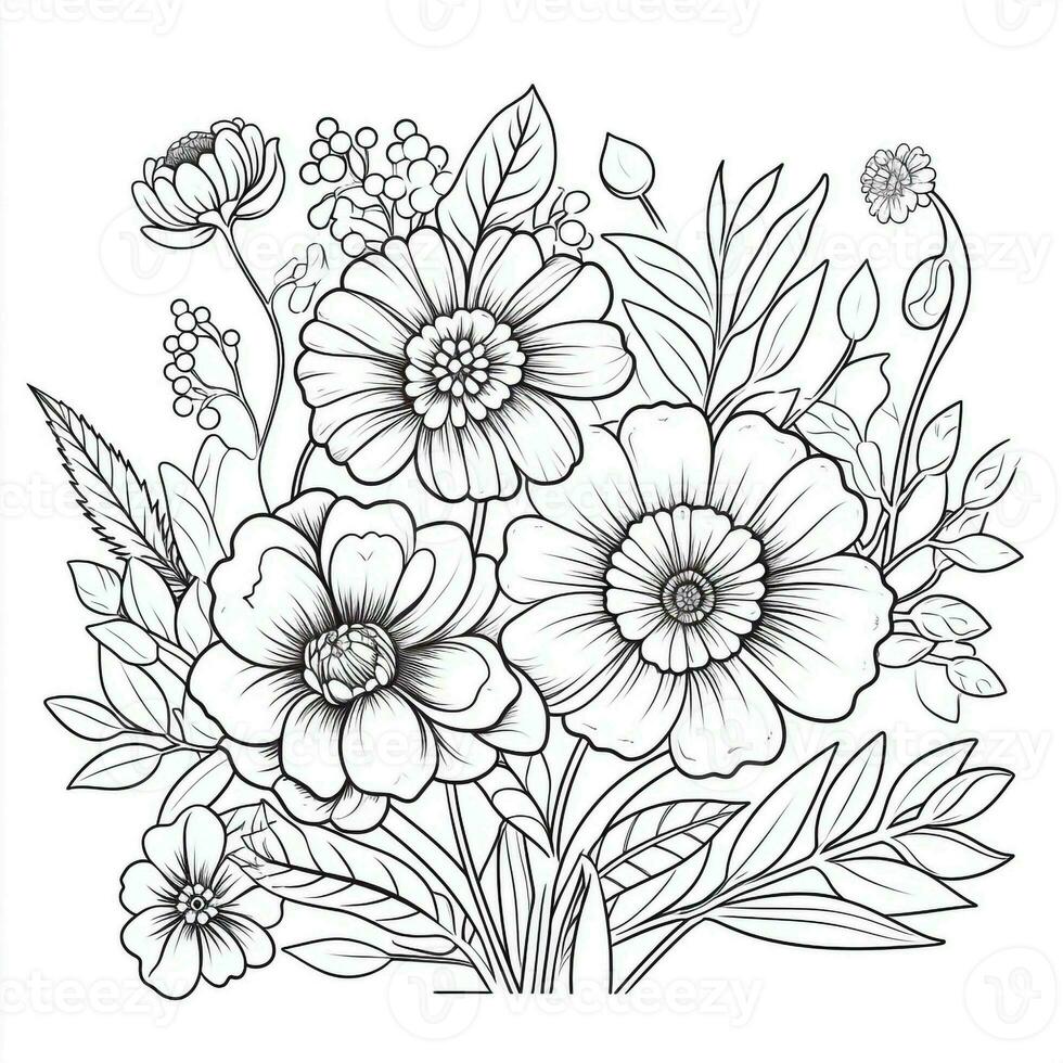 Simple And Clean Flower Coloring Pages Line Art Style photo