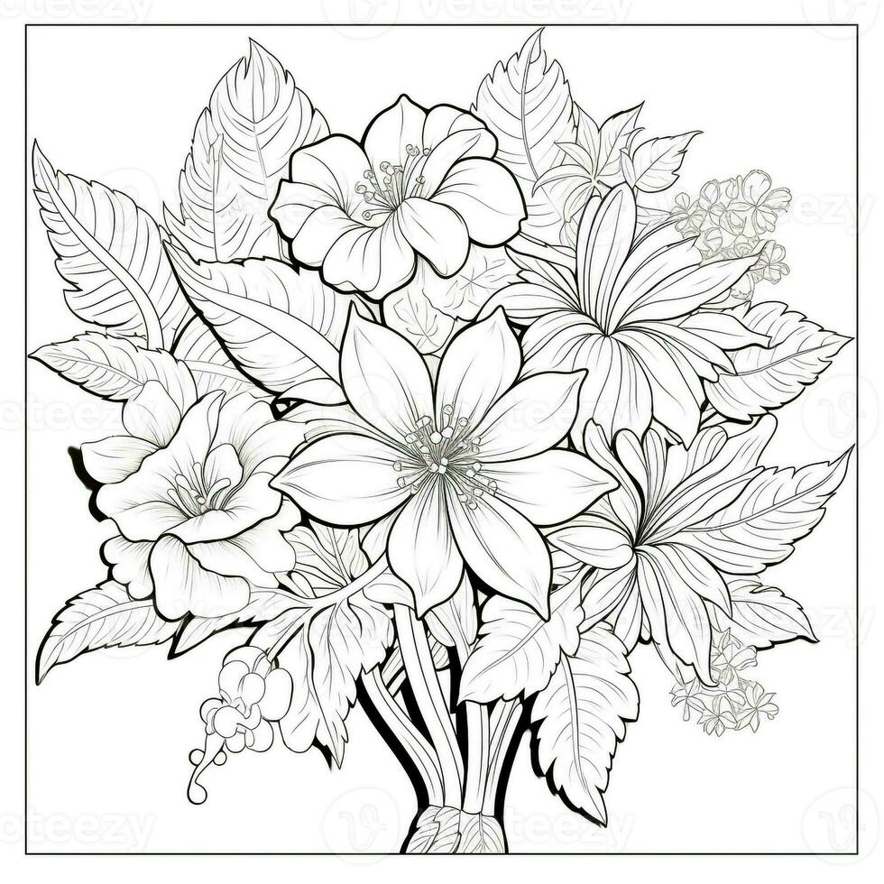 Simple And Clean Flower Coloring Pages Line Art Style photo