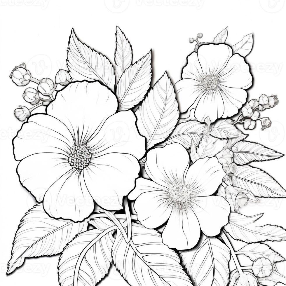 Simple And Clean Flower Coloring Pages Line Art Style photo