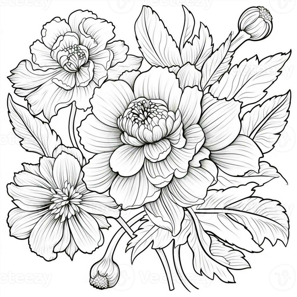 Simple And Clean Flower Coloring Pages Line Art Style photo