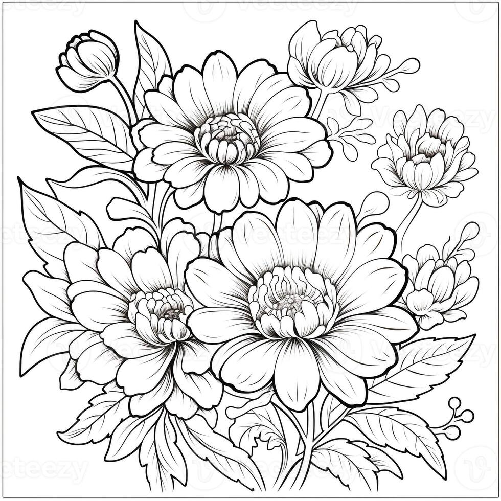 Simple And Clean Flower Coloring Pages Line Art Style photo