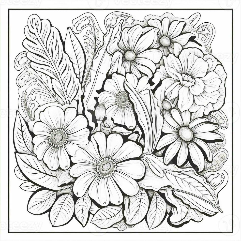 Simple And Clean Flower Coloring Pages Line Art Style photo