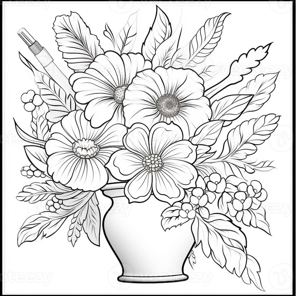 Simple And Clean Flower Coloring Pages Line Art Style photo