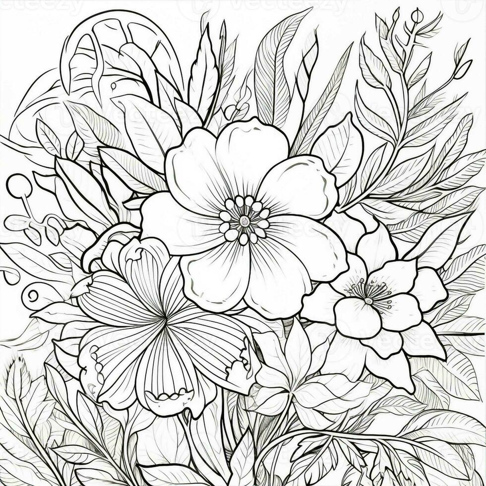 Simple And Clean Flower Coloring Pages Line Art Style photo