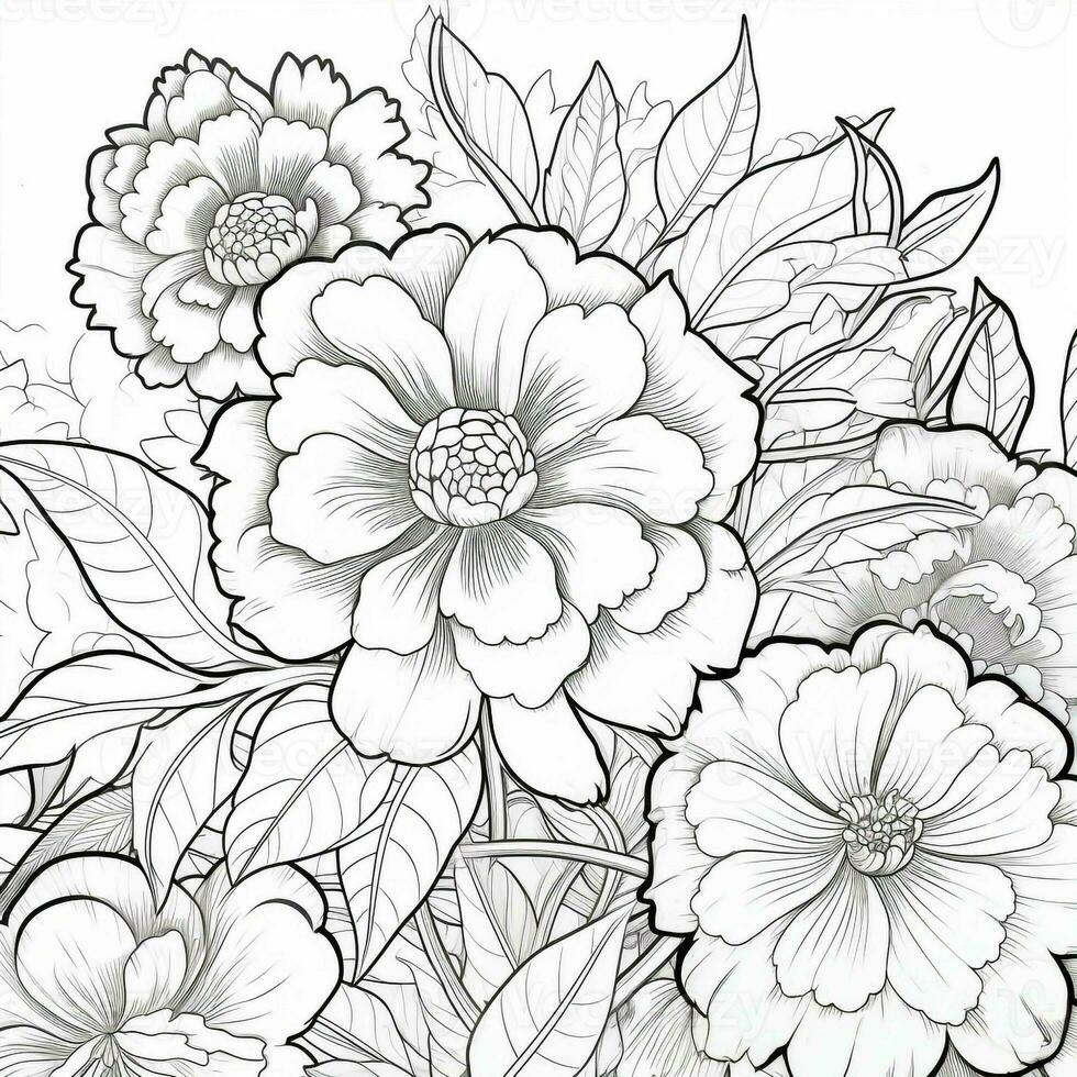 Simple And Clean Flower Coloring Pages Line Art Style photo