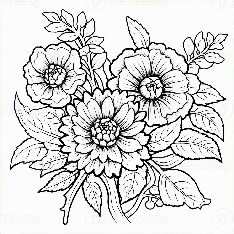 Simple And Clean Flower Coloring Pages Line Art Style photo