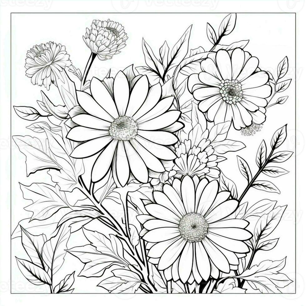 Simple And Clean Flower Coloring Pages Line Art Style photo