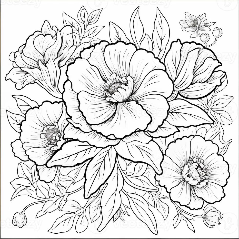 Simple And Clean Flower Coloring Pages Line Art Style photo