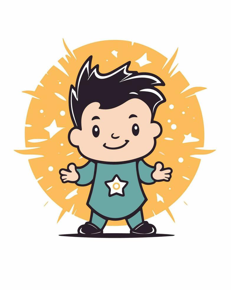 niño con estrella camisa vector