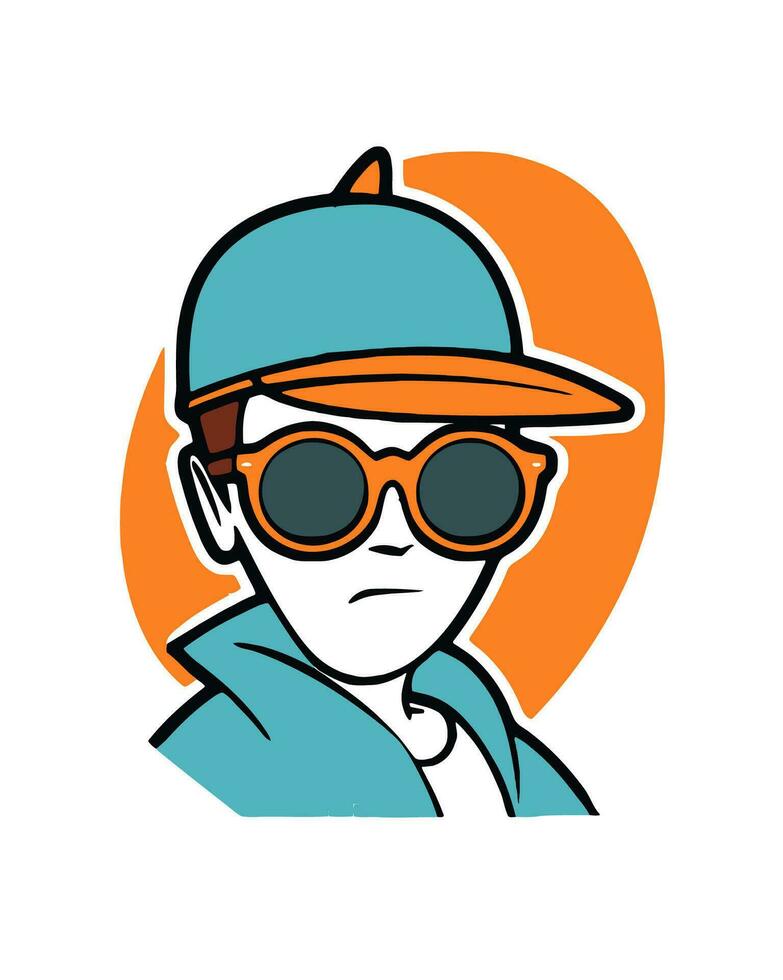 un dibujos animados personaje vistiendo Gafas de sol y un gorra vector