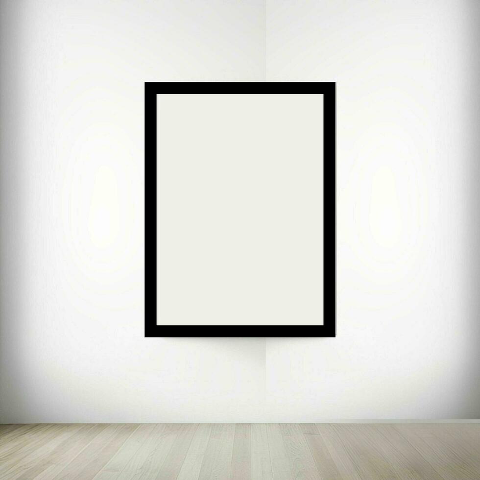 Portrait side Empty Frame Mockup in Living Room, Wall Decor Blank Frame in Modern Living Room, Minimalist Design, Gallery Wall empty frame brick background photo