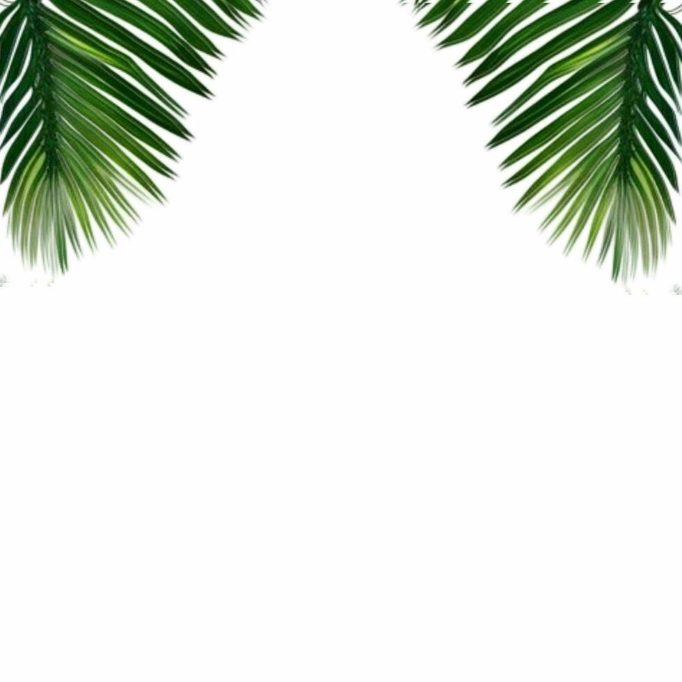 Tropical green palm leaves border frame on white background, foliage border background, green leaves background, green background, green leaves border, Leafy Border photo