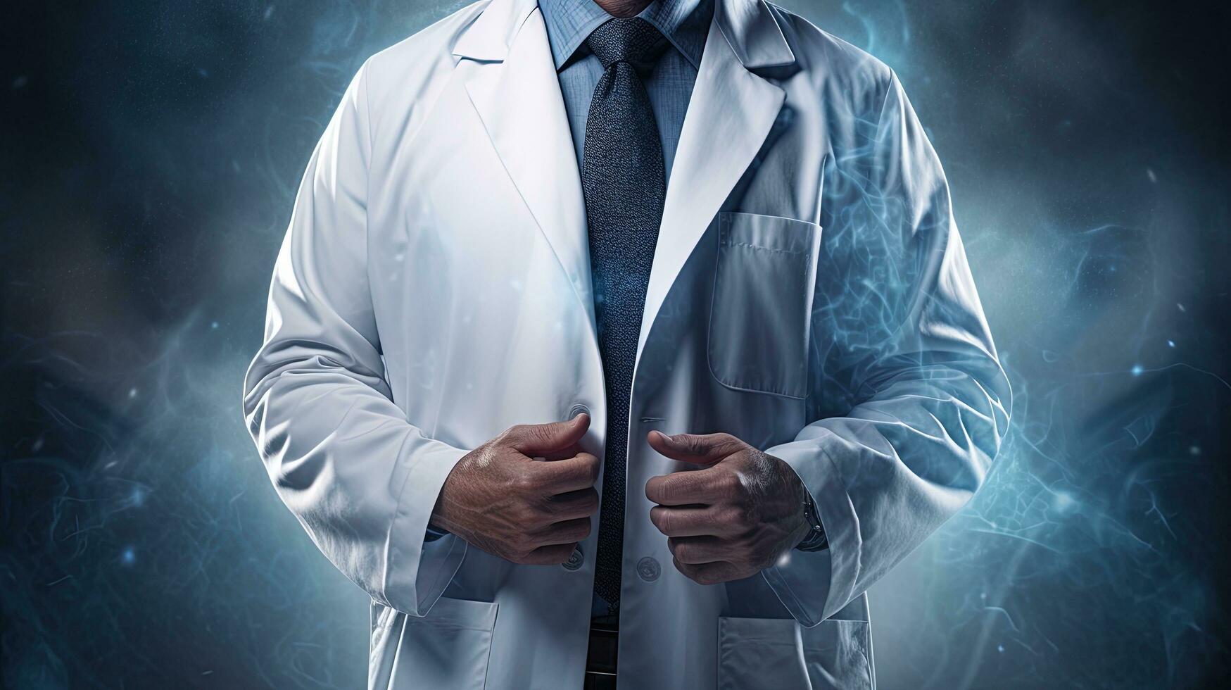 Medical banner featuring a doctor wearing a coat, generated by AI photo