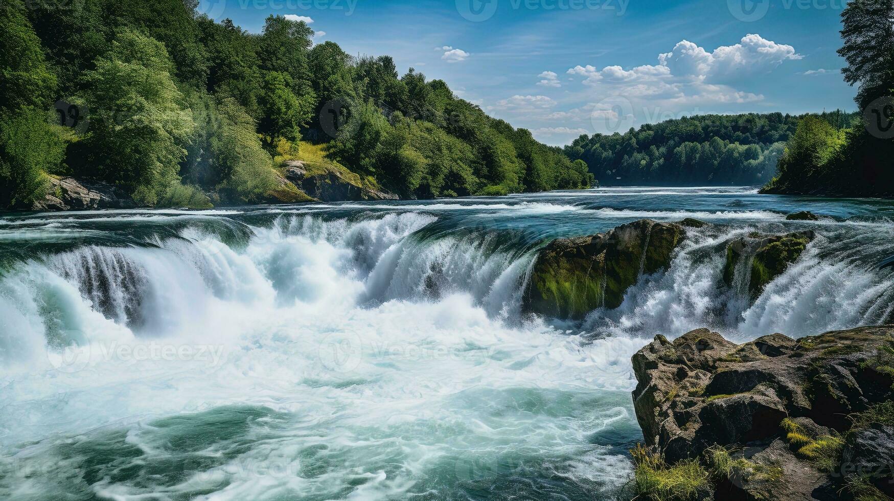 Aerial view of the Swiss Rheinfall from above, generated by AI photo
