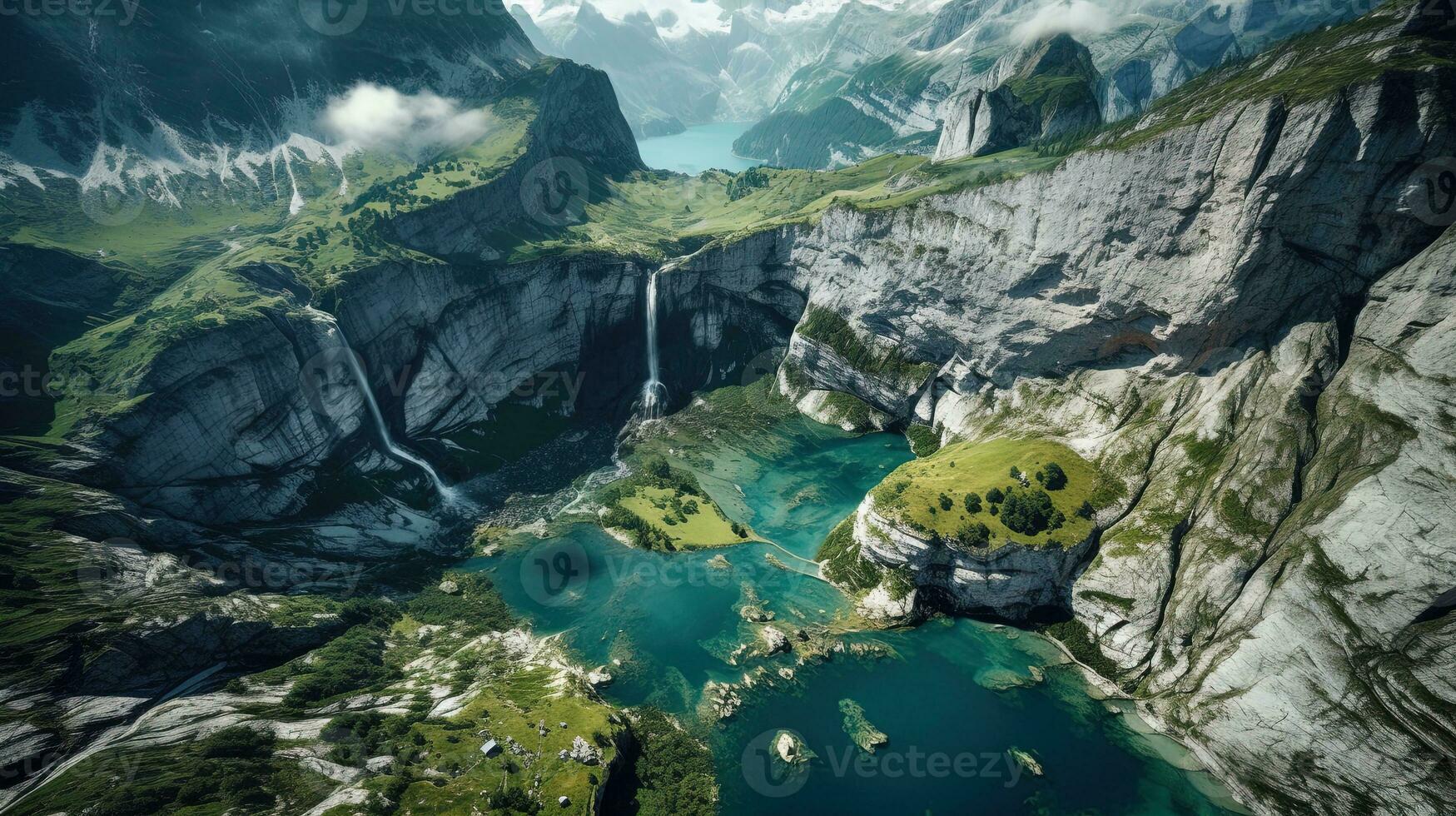 Photo of Oeschinen Lake in Switzerland, generated by AI