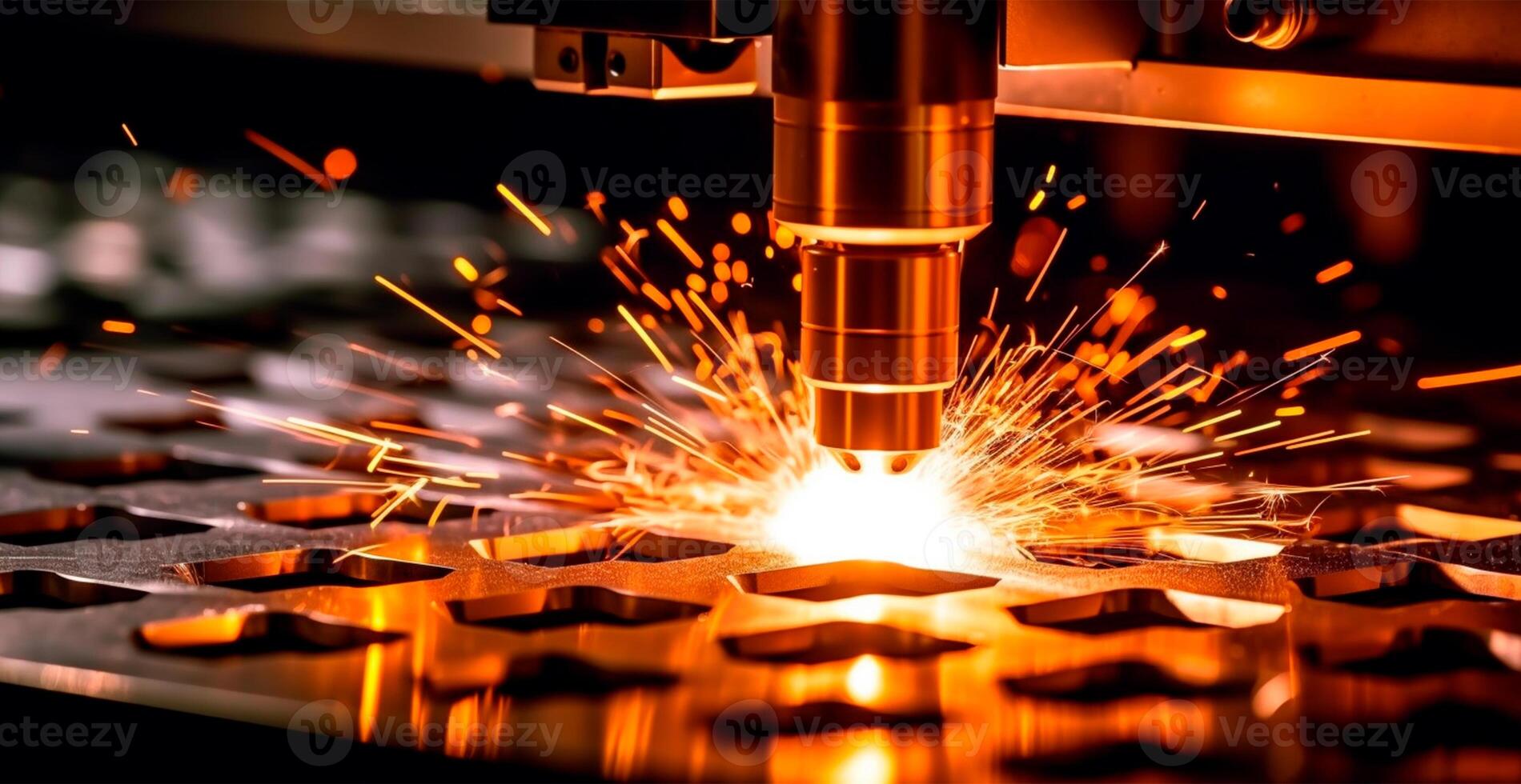 Industrial laser cutting technology, spark flat steel sheet fabrication technology - image photo