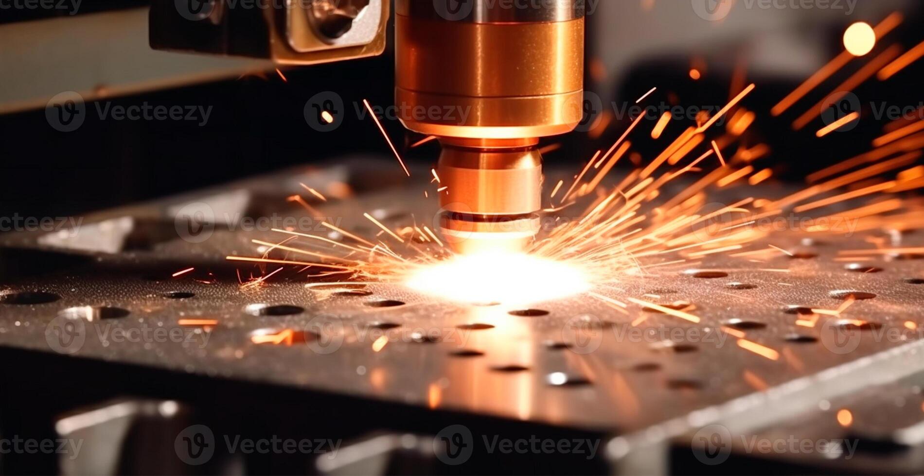 Industrial laser cutting technology, spark flat steel sheet fabrication technology - image photo