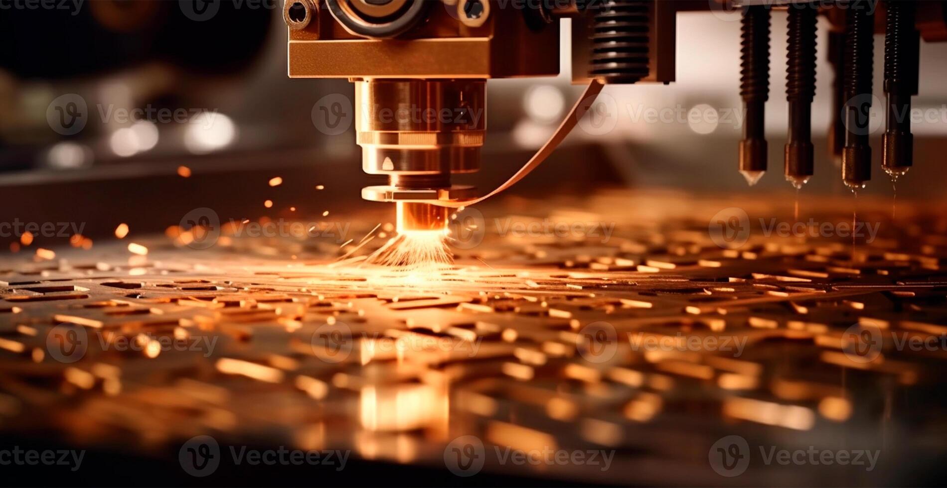 Industrial laser cutting technology, spark flat steel sheet fabrication technology - image photo