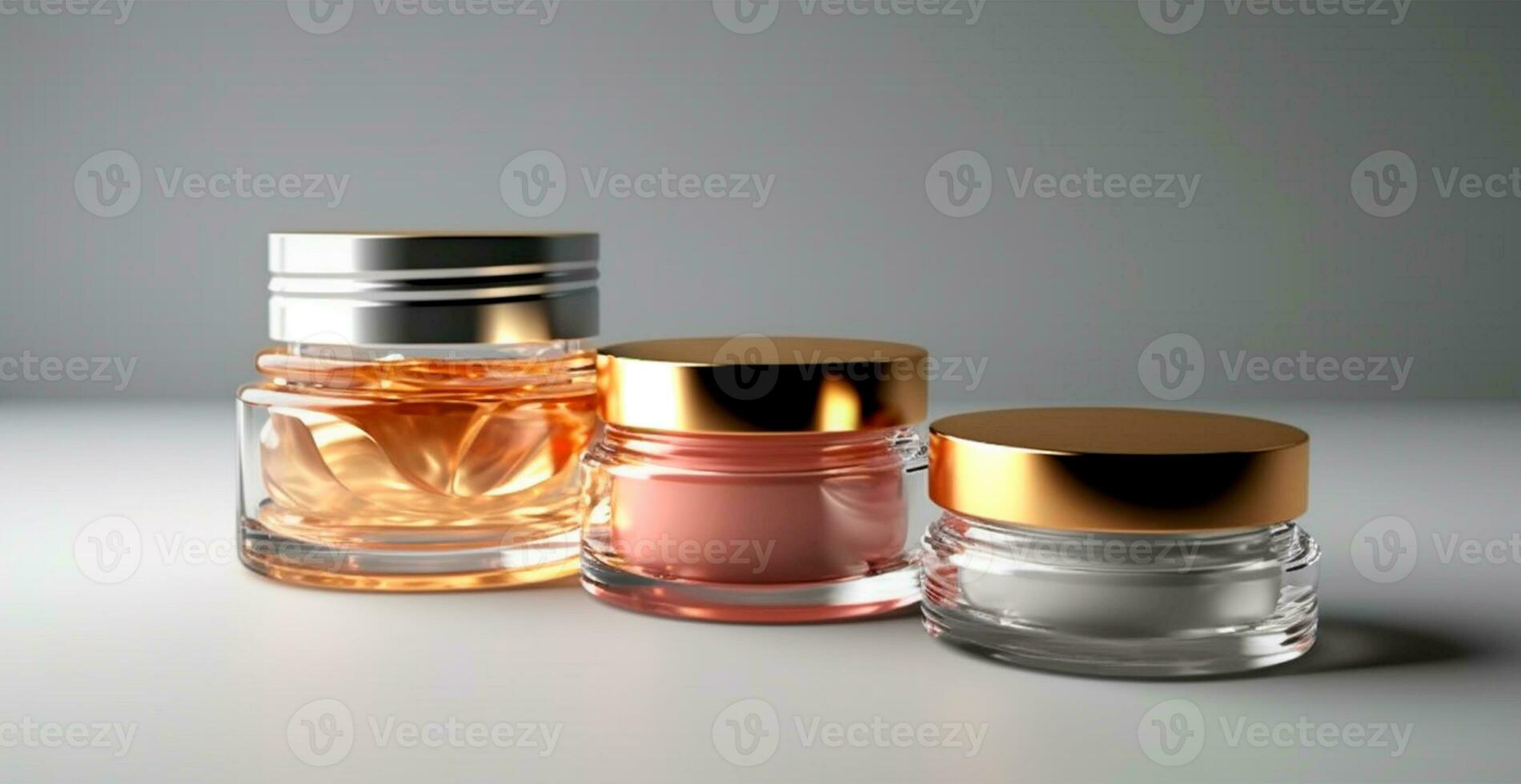 Cosmetic anti-aging cream jar set, advertisement for your product - AI generated image photo