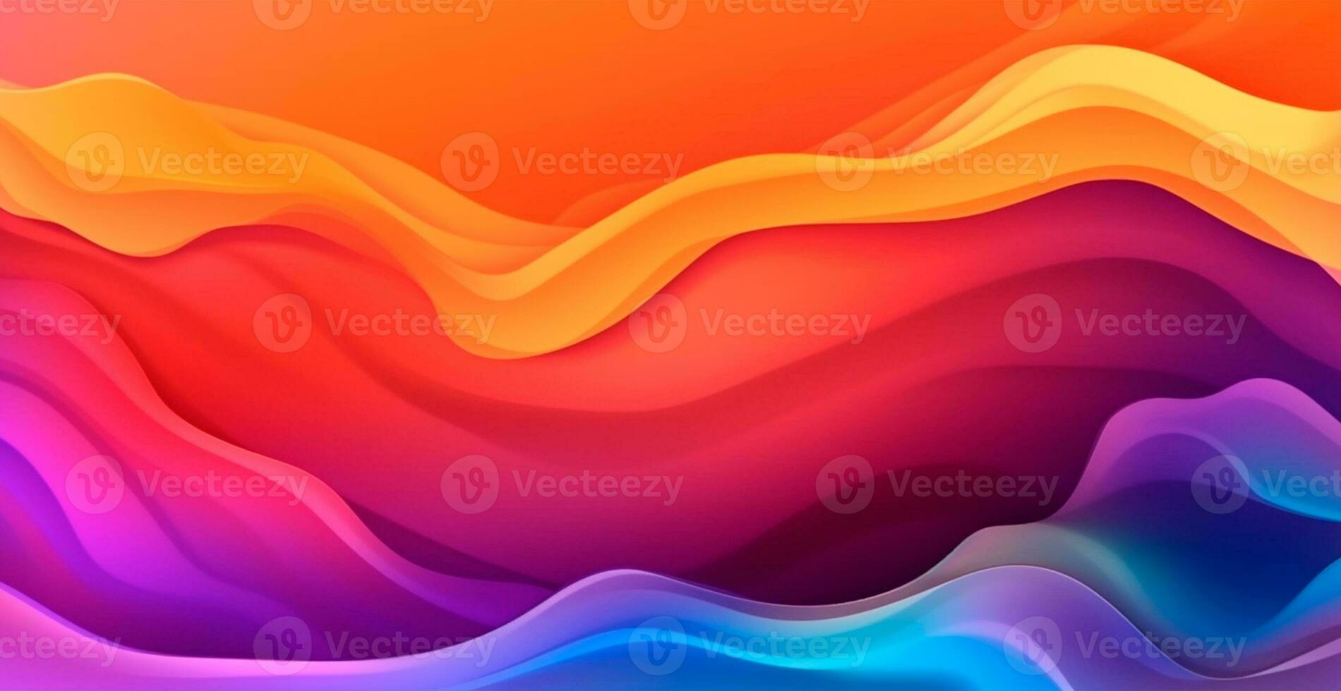 Panoramic rainbow background, colorful waves, curved lines - AI generated image photo