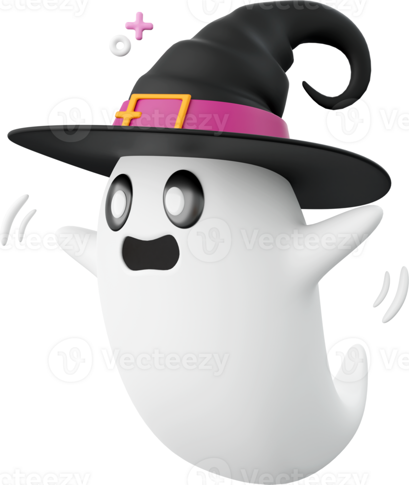 Cute ghost, Halloween theme elements 3d illustration png