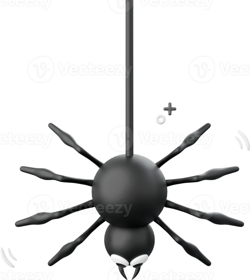 Hanging spider, Halloween theme elements 3d illustration png