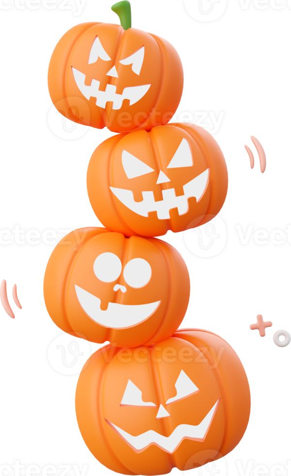 pumpa domkraft o lykta, halloween tema element 3d illustration png