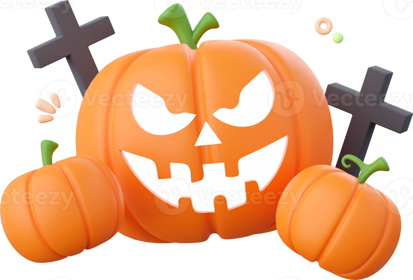 Pumpkin Jack o lantern, Halloween theme elements 3d illustration