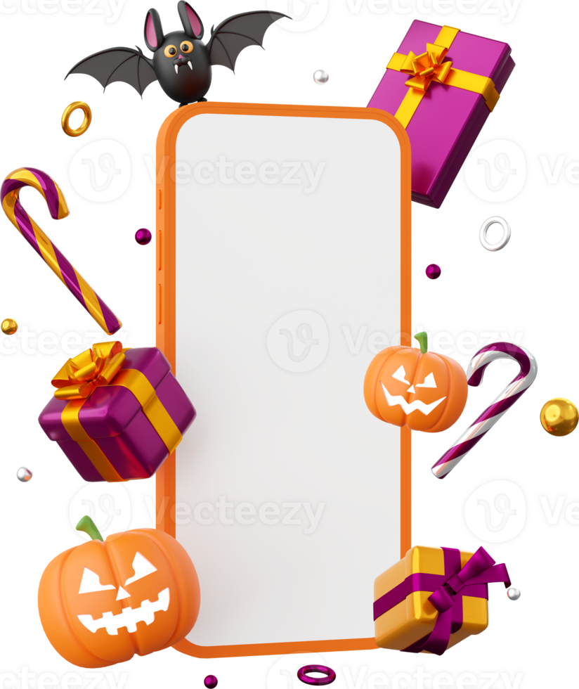 Pumpkin Jack o lantern with dead tree, Halloween theme elements 3d illustration png