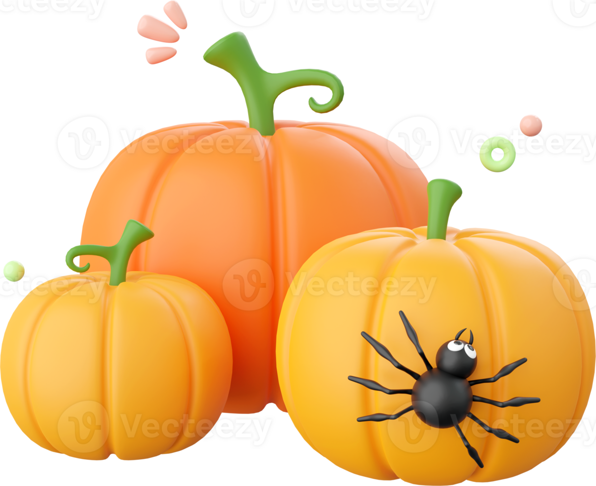 Pumpkin Jack o lantern, Halloween theme elements 3d illustration png