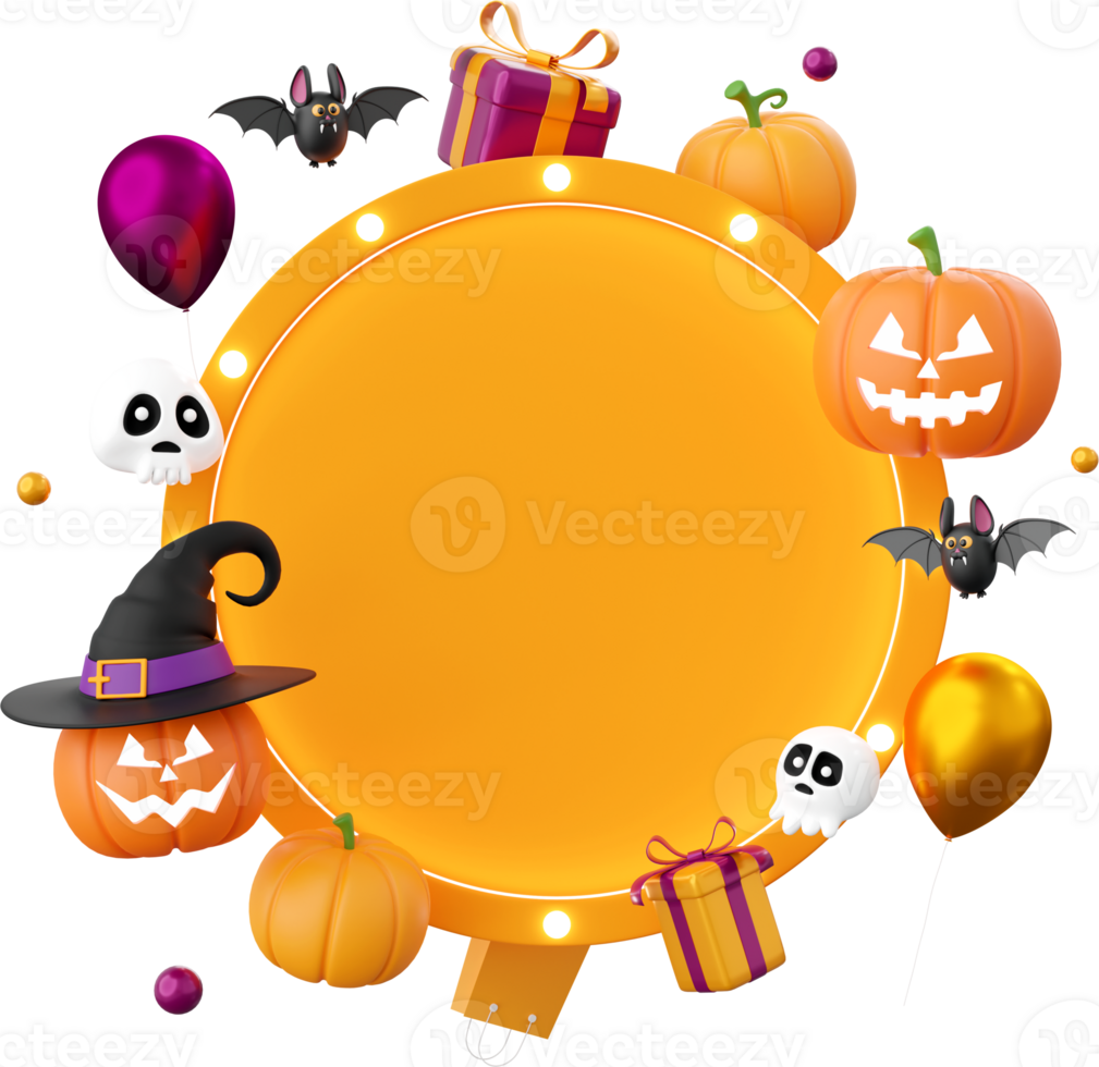 Banner Halloween theme elements 3d illustration png