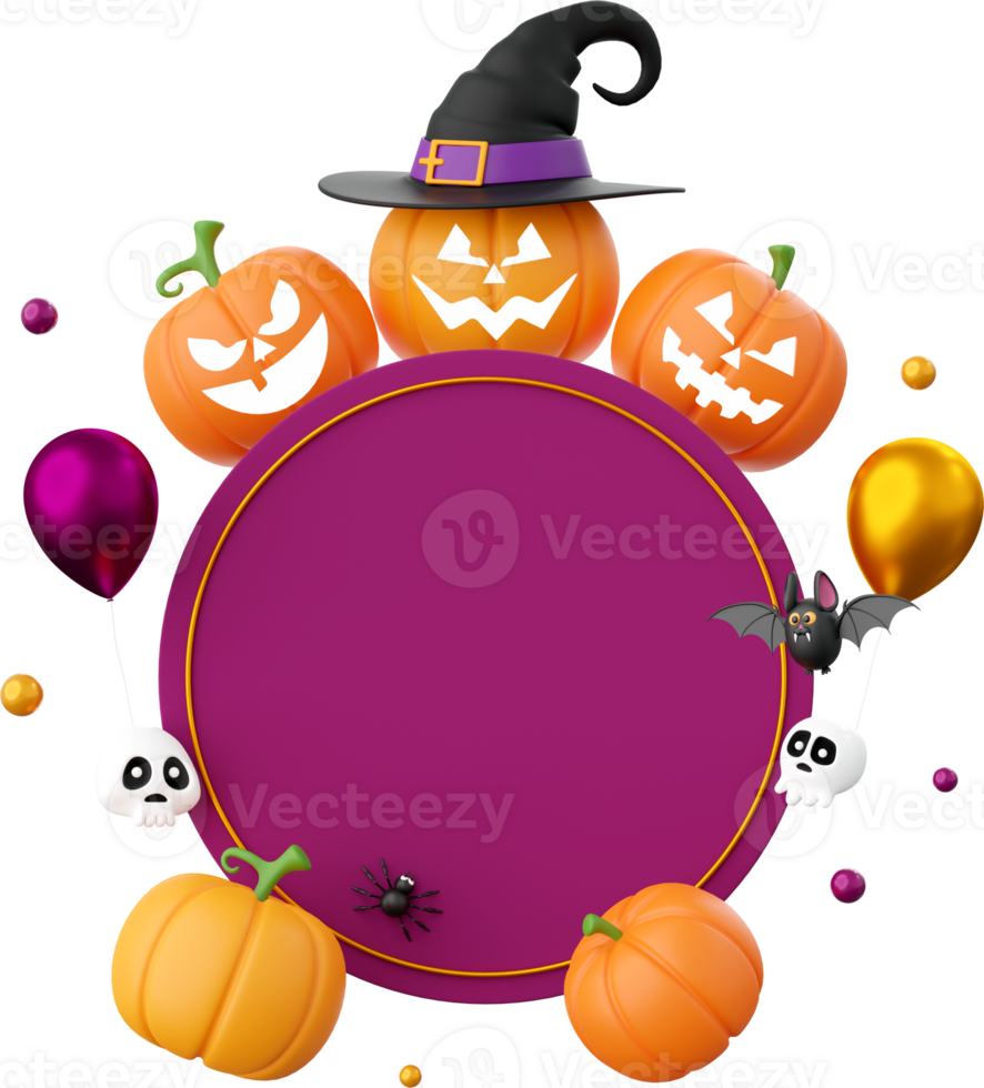 Banner Halloween theme elements 3d illustration png