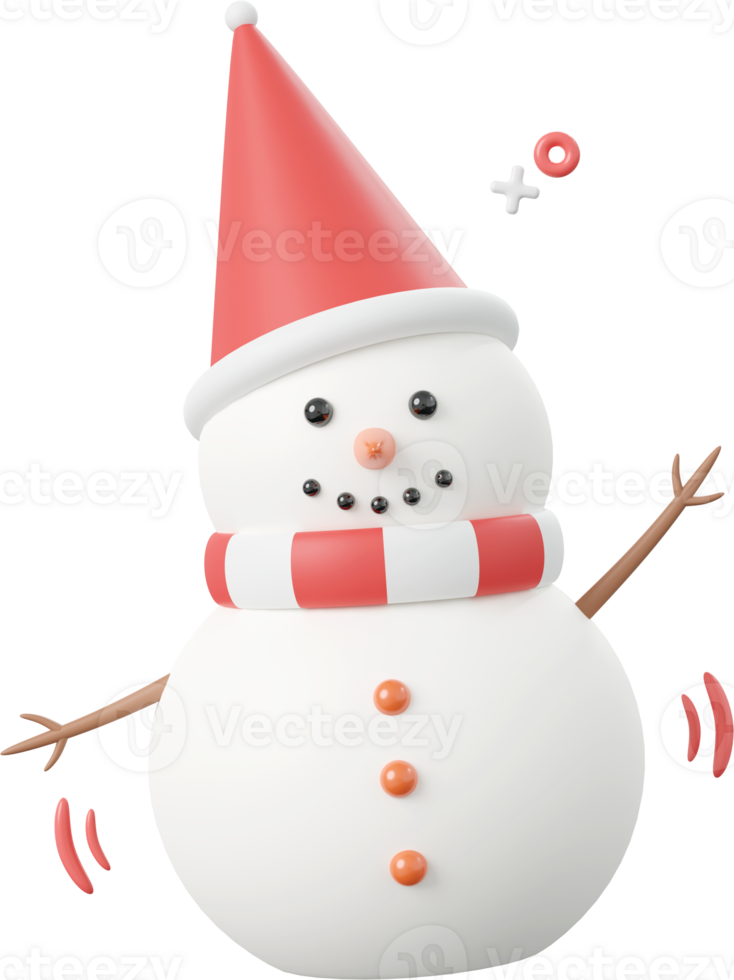 White cute snowman, Christmas theme elements 3d illustration png