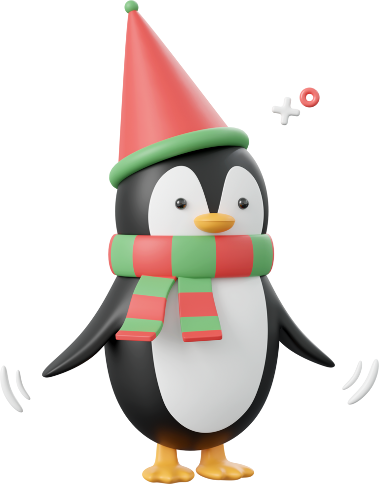 Cute penguin, Christmas theme elements 3d illustration png