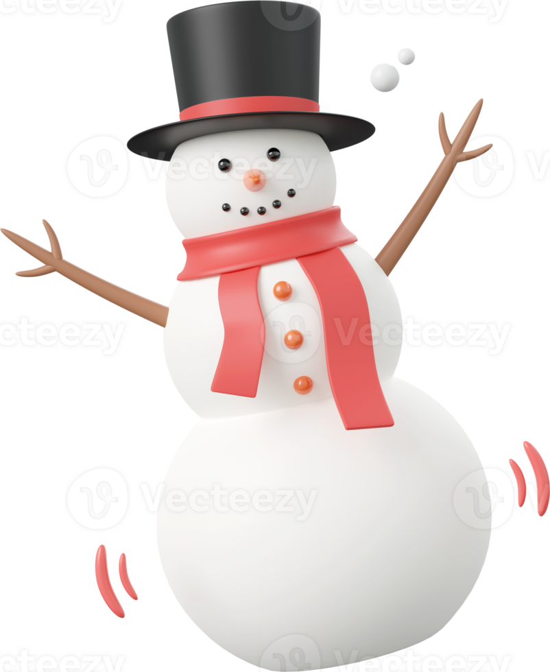 White cute snowman, Christmas theme elements 3d illustration png