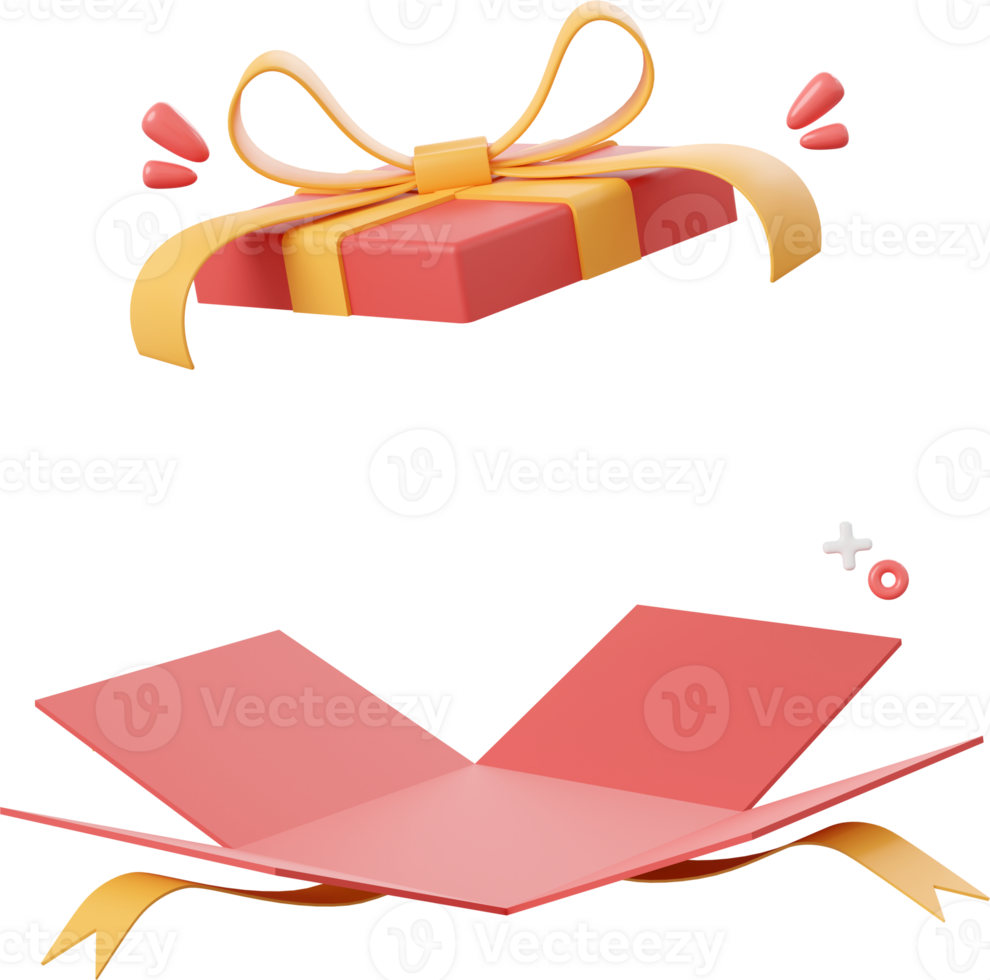 Opened gift box, Christmas theme elements 3d illustration png