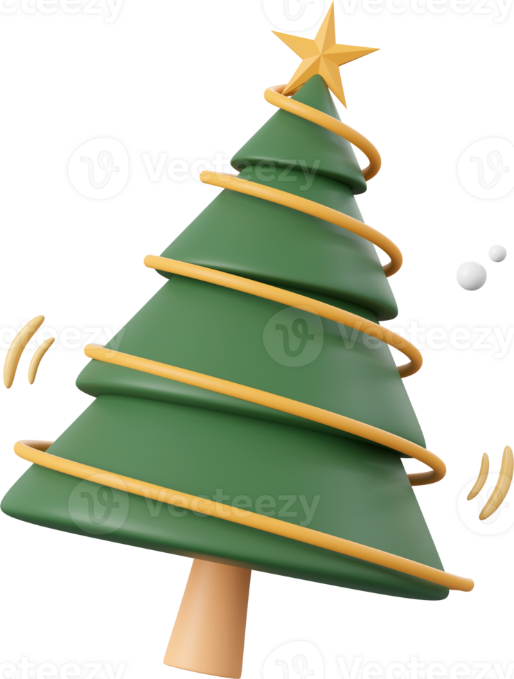 Christmas tree with decorations, Christmas theme elements 3d illustration png