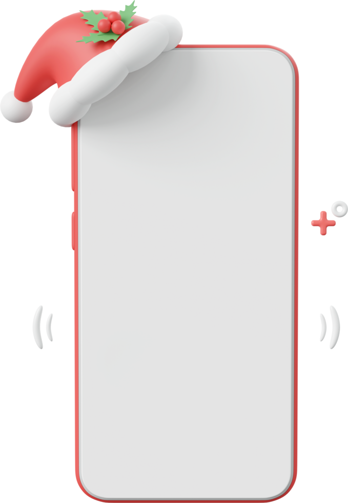 smartphone con Santa Claus cappello, Natale tema elementi 3d illustrazione png