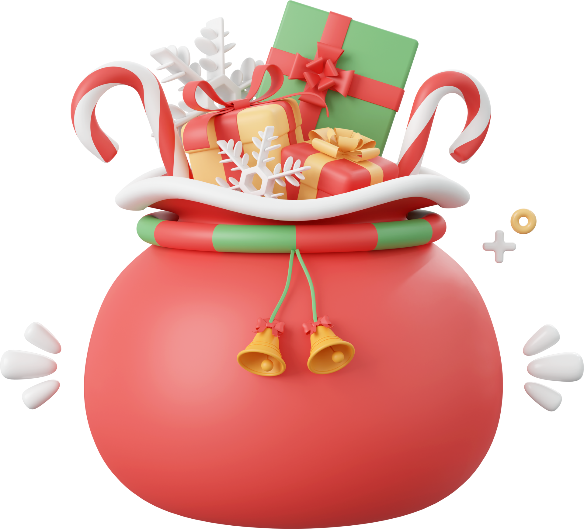 Christmas gifts bag, Christmas theme elements 3d illustration 26851299 PNG