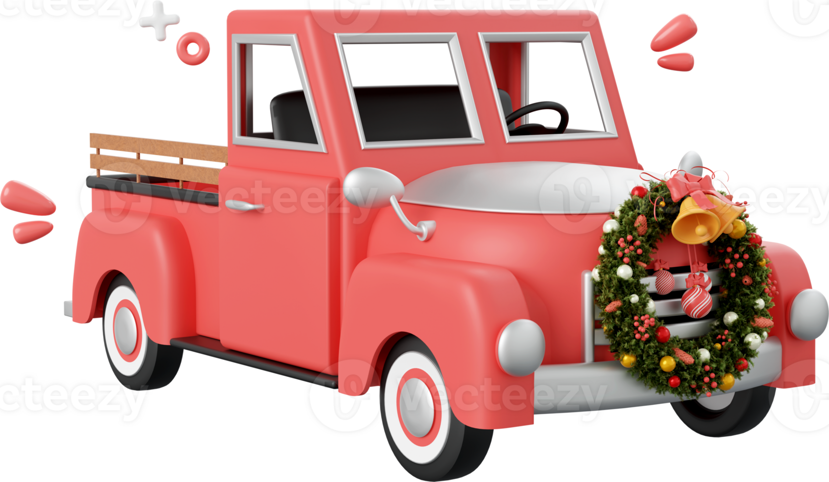 Christmas truck, Christmas theme elements 3d illustration png