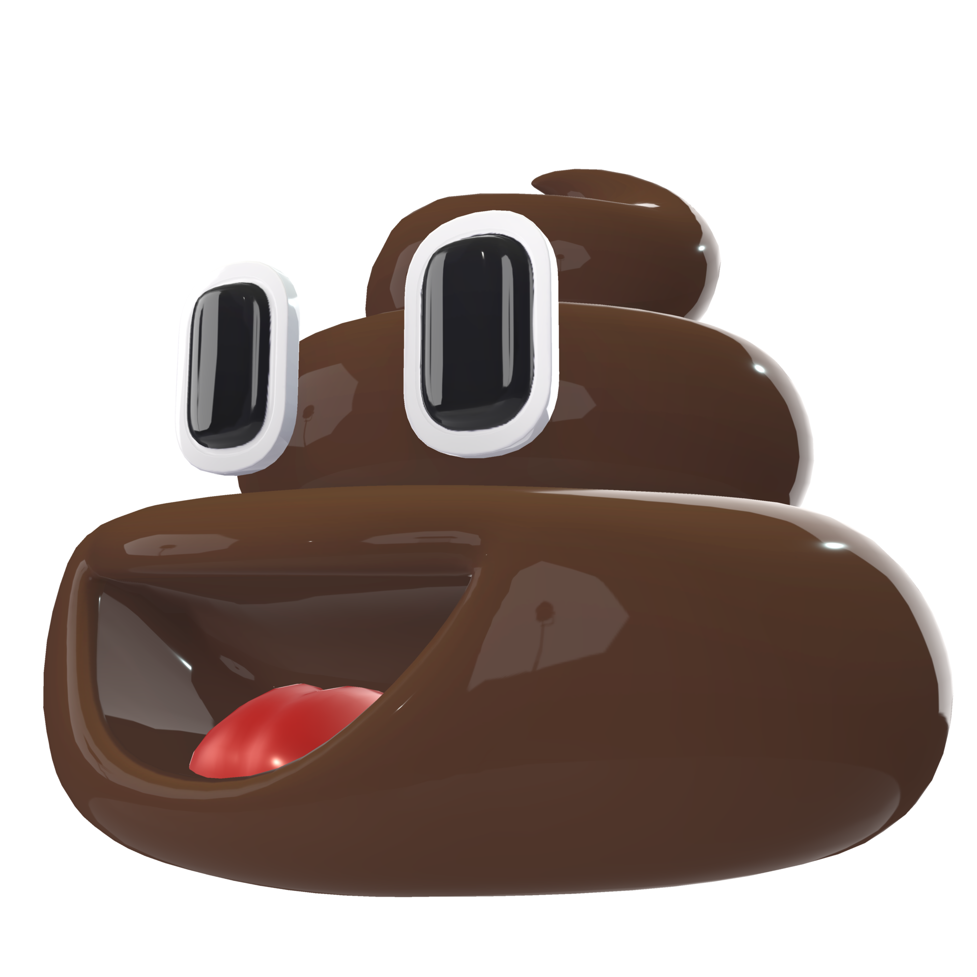 A cartoon poop with eyes and a red tongue. Poo emoticon, emoji poop