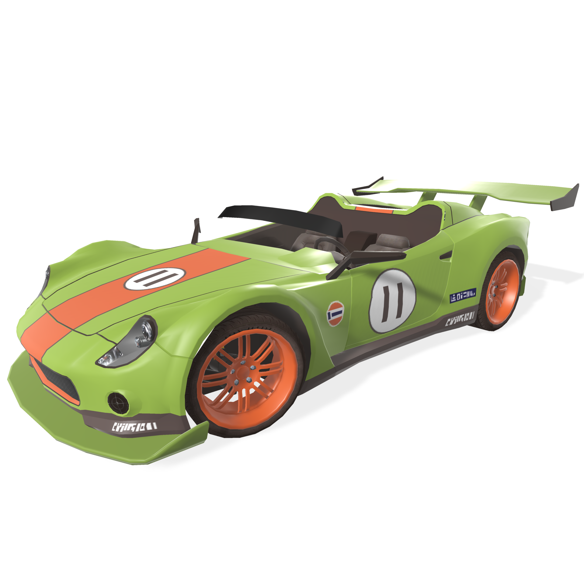 ein Grün Rennen Auto mit Orange Räder isoliert auf transparent ...
