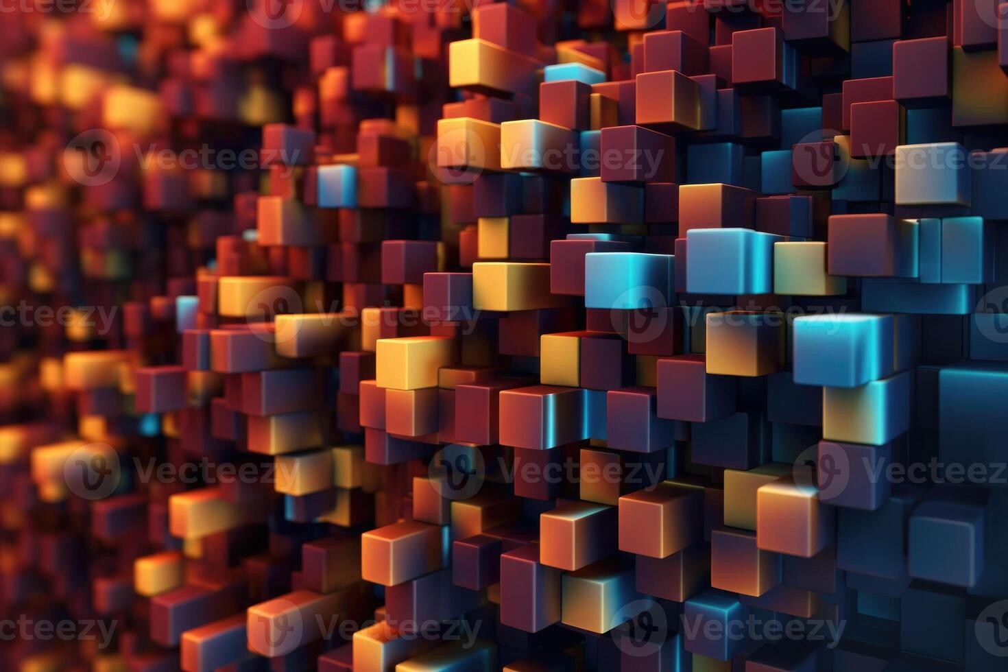 Abstract futuristic cubes shape background. Poster with random cubes in empty space. photo