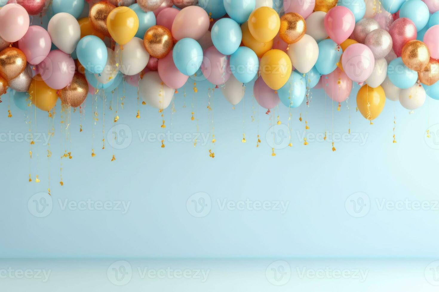 Heap of colorful balloons. Festive background. Balloon garland decoration. Generative AI photo