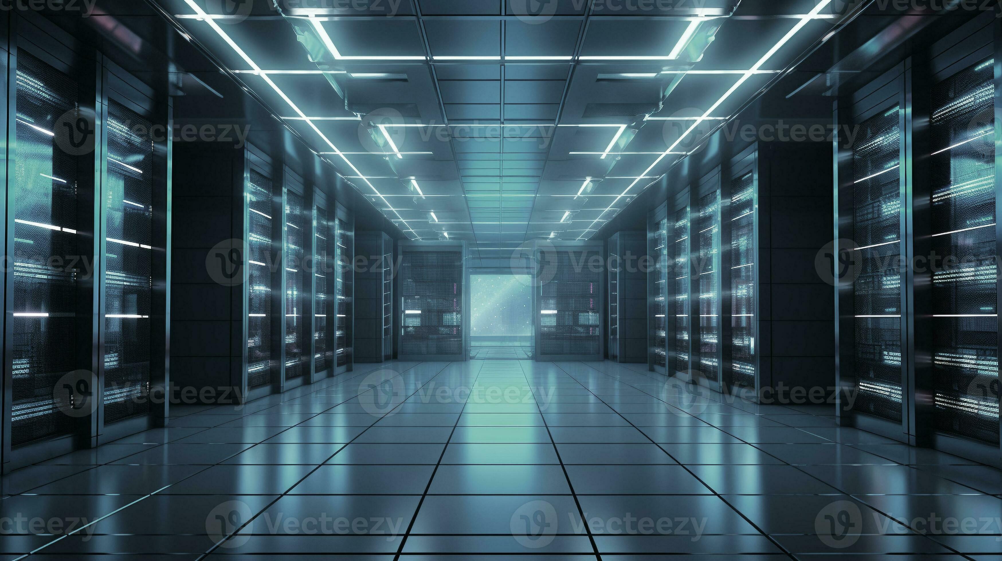 computer server control room for collect big data. data center and ...