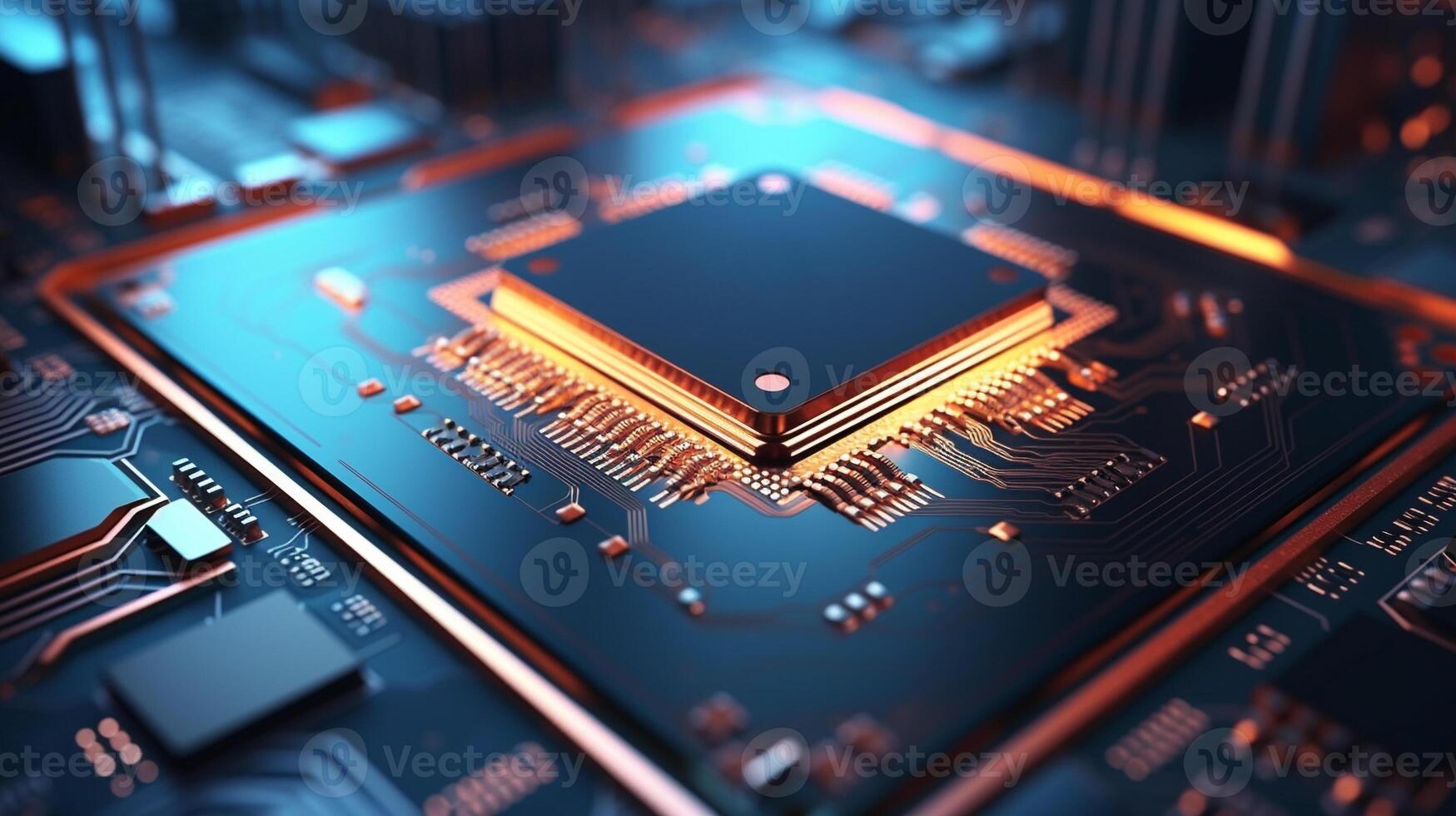 computer chip set on board. technology and Hi tech background concept. photo