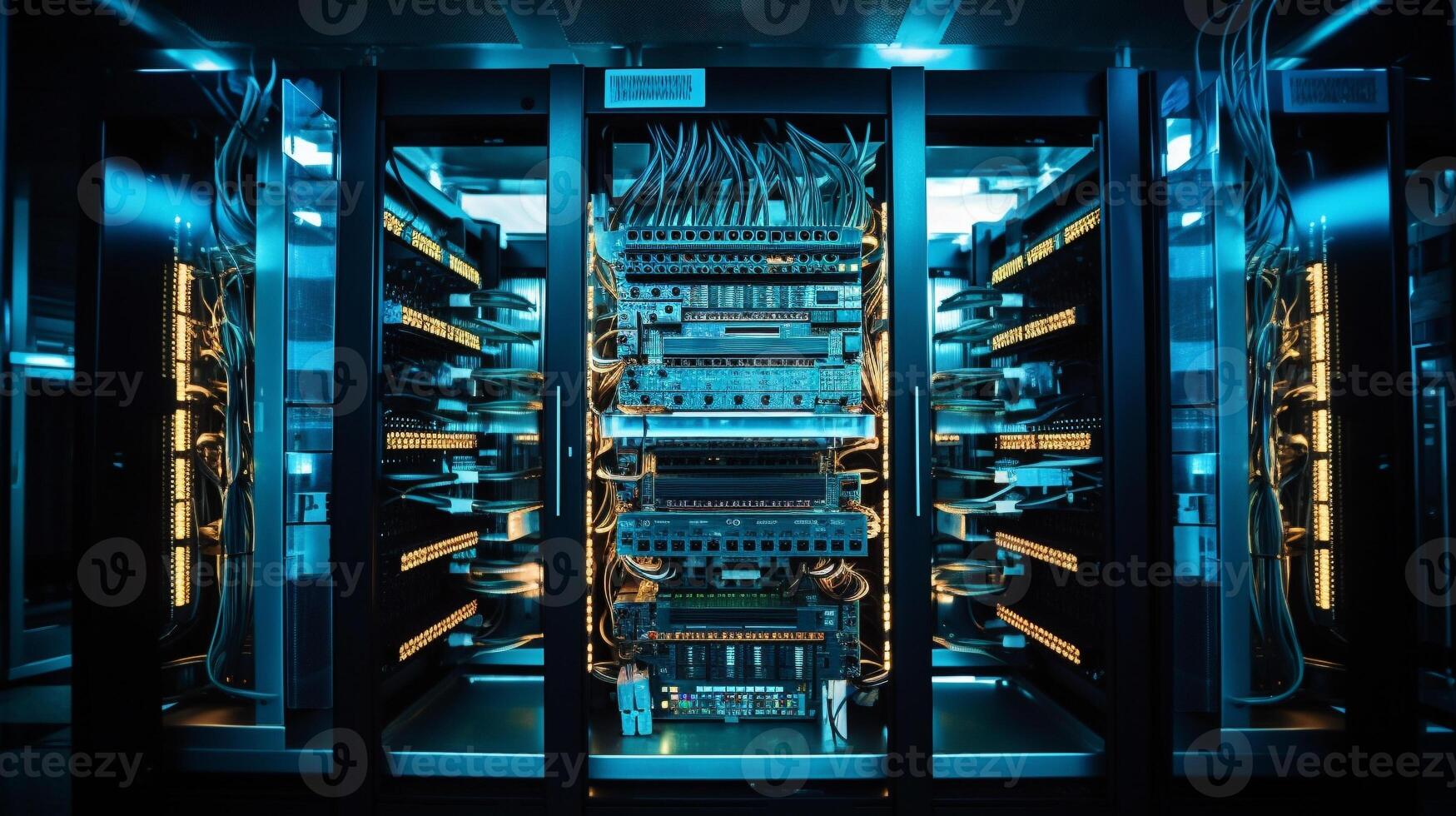 database server. super computer stores big data digital information. Hi