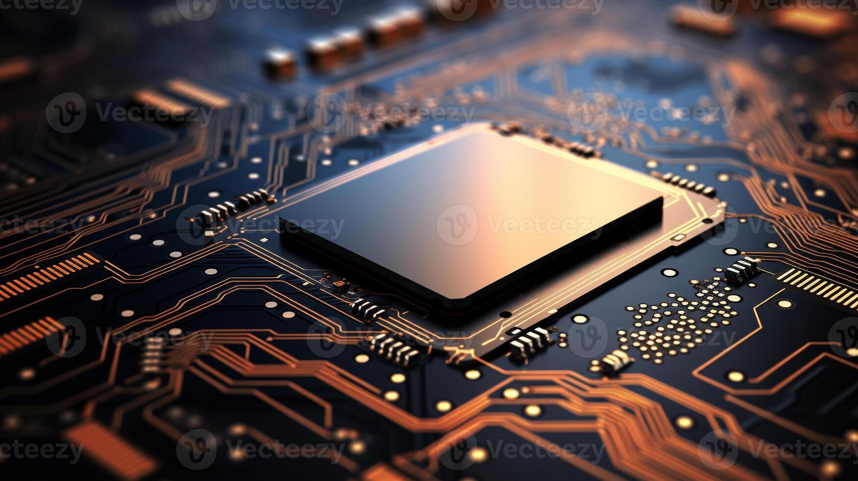 computer chip set on board. technology and Hi tech background concept. photo