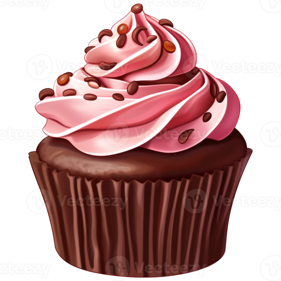 AI Generated Chocolate Cupcake png