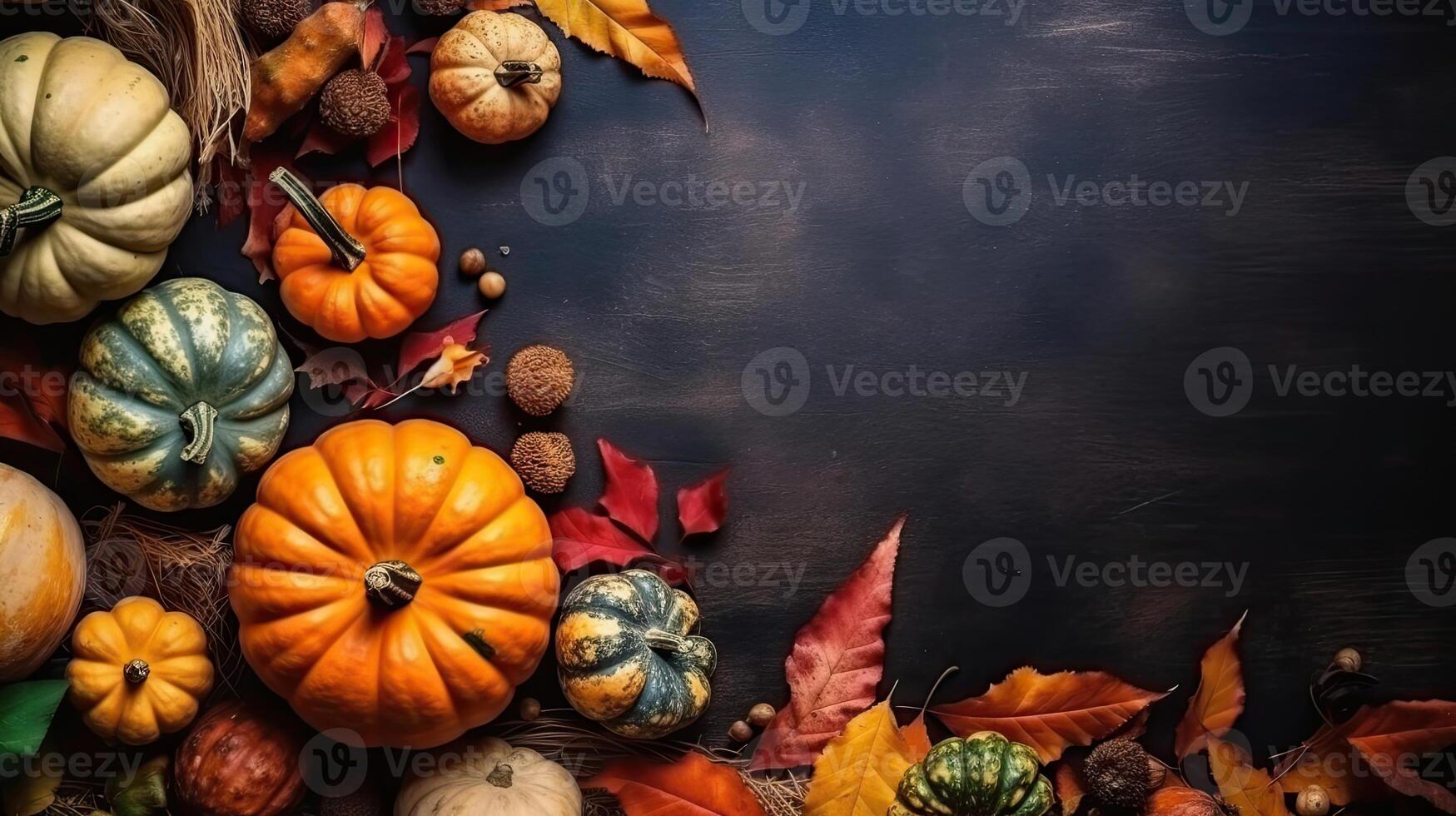 Thanksgiving Day for sale banner background with collection of pumpkins, photo